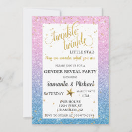 Twinkle Star Ombre Glitzer Gender Reveal Party Einladung