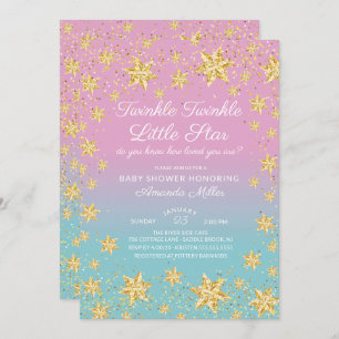 Twinkle Star Pink & Blue Baby Dusche Einladung