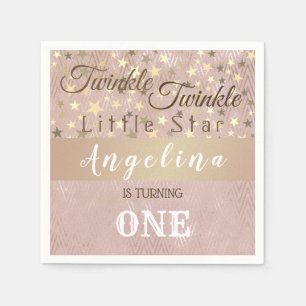 Twinkle Star Pink und Gold 1. Geburtstag Serviette
