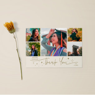 Twinkle Stars Creme Abschluss Mehrfach Foto Danke Ankündigung