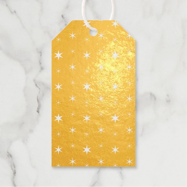 Twinkle Stars Gold Muster Weihnachten Geschenkanhänger (Vorderseite)