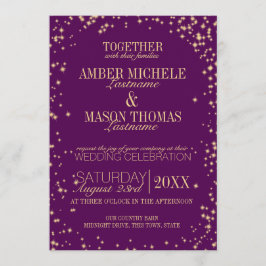 Twinkle Stars Gold Sparkle Wedding Einladung