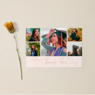 Twinkle Stars Pfirsich Grad Mehrfach Foto Danke Ankündigung