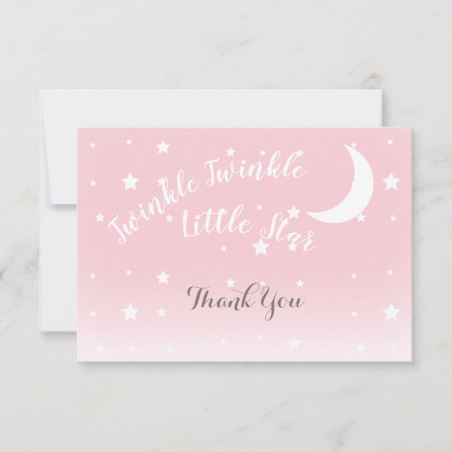 Twinkle Stern Rosa Danke Notizzettel Mitteilungskarte (Vorderseite)