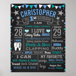 Twinkle Tiwnkle Little Star First Birthday Board Poster