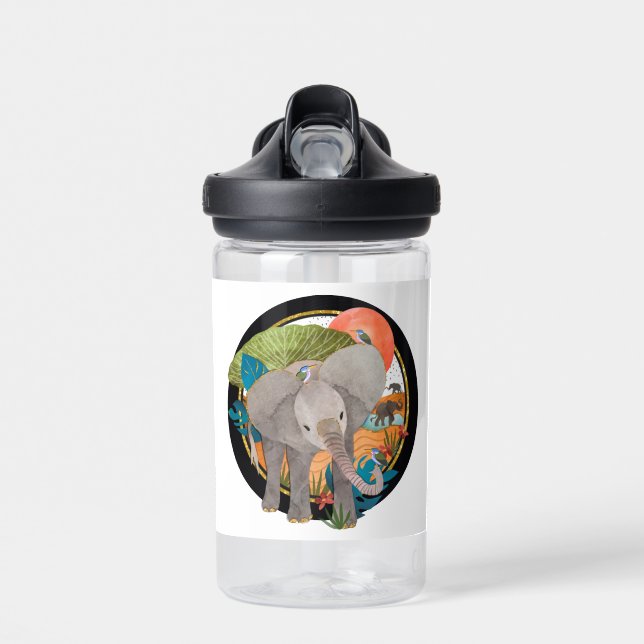 TWINKLE-TOES SAFARI-Elefant- Kinder-Wasserflasche Trinkflasche (Vorne)