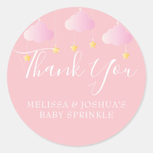 Twinkle Twinkle Baby Shower Dankeschön Pink Runder Aufkleber
