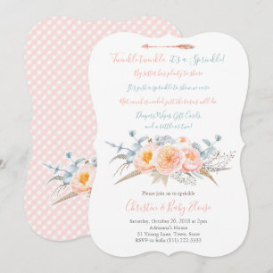 Twinkle Twinkle Baby Sprinkle Gedicht Peach Gray Einladung
