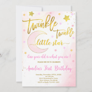 Twinkle Twinkle Birthday, Moon & Stars Geburtstag Einladung