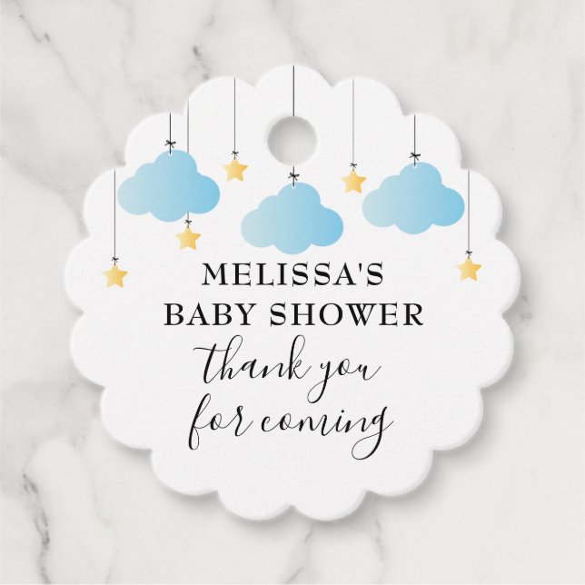 Twinkle Twinkle Blue Boy Baby Dusche Danke Geschenkanhänger (Vorderseite)