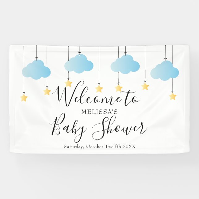 Twinkle Twinkle Blue Boy Baby Dusche Empfang Banner (Horizontal)