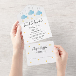 Twinkle Twinkle Blue Boy Baby Shower All In One Einladung