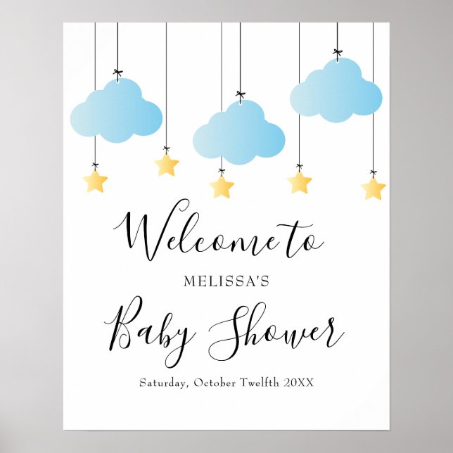 Twinkle Twinkle Blue Boy Baby Shower Willkommen SI Poster (Vorne)