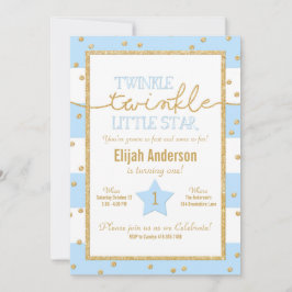Twinkle Twinkle Blue und Gold Einladung zum Geburt