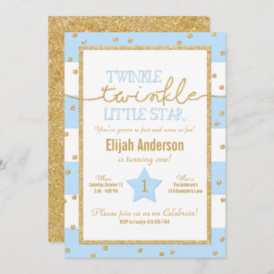 Twinkle Twinkle Blue und Gold Einladung zum Geburt