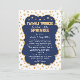 Twinkle Twinkle Drop-in Navy Gold Baby Sprinkle Einladung