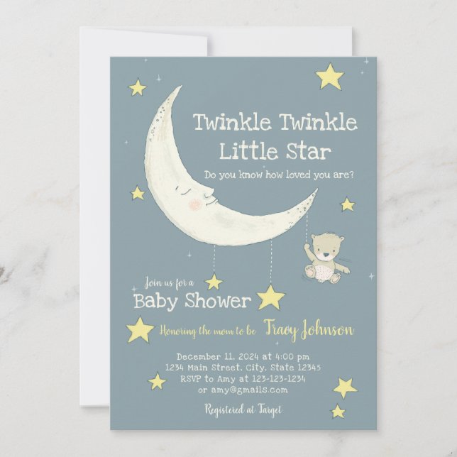 Twinkle Twinkle - Einladung zur Babydusche (Vorderseite)