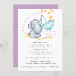 Twinkle Twinkle Elephant Lilac Gender Reveal Einladung