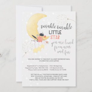Twinkle Twinkle Floral Mond Baby Shower per Post Einladung
