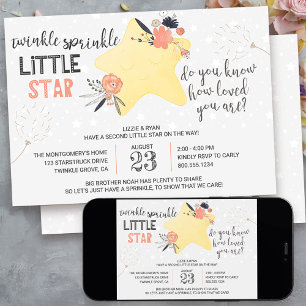 Twinkle Twinkle Floral Stern Baby Sprinkle Einladung