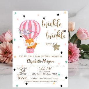 Twinkle Twinkle, Fuchs Luftballon Baby Shower Einladung