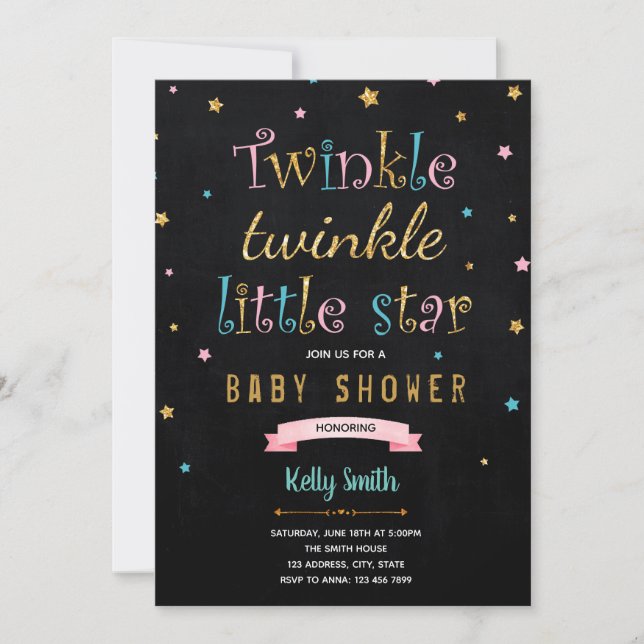 Twinkle Twinkle Geburtstagsdusche Party Einladung (Vorderseite)