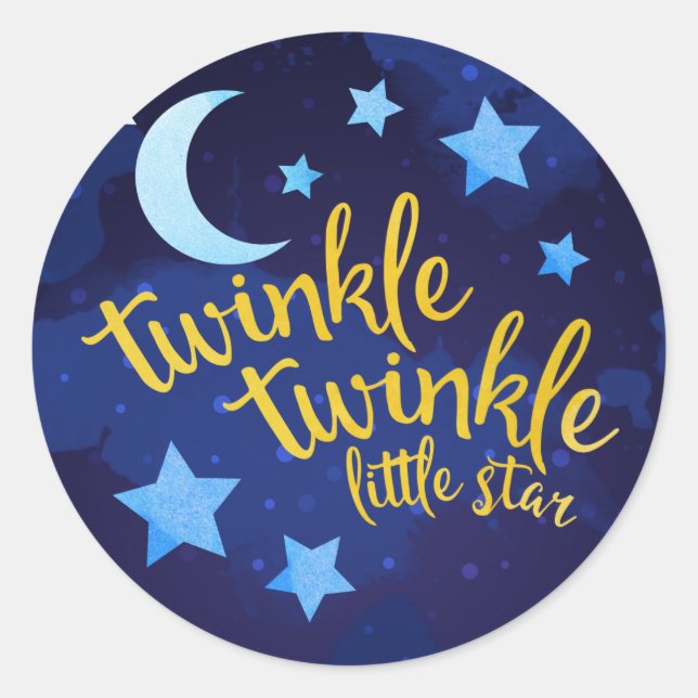 Twinkle Twinkle Gender Neutral Baby Dusche Runder Aufkleber (Vorderseite)
