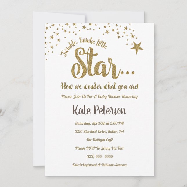Twinkle Twinkle Gender Reveal Baby Shower Einladun Einladung (Vorderseite)