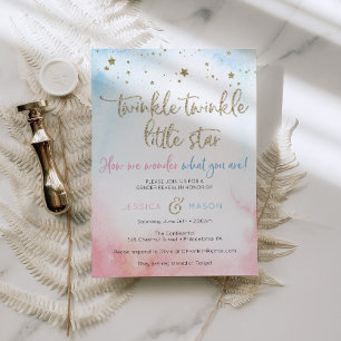 Twinkle Twinkle Gender Reveal Invites Card Programm