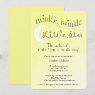 Twinkle Twinkle kleine Stern weich gelb einladen Einladung