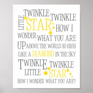 TWINKLE TWINKLE KLEINEN STAR-8X10 ART DRUCKGELB POSTER