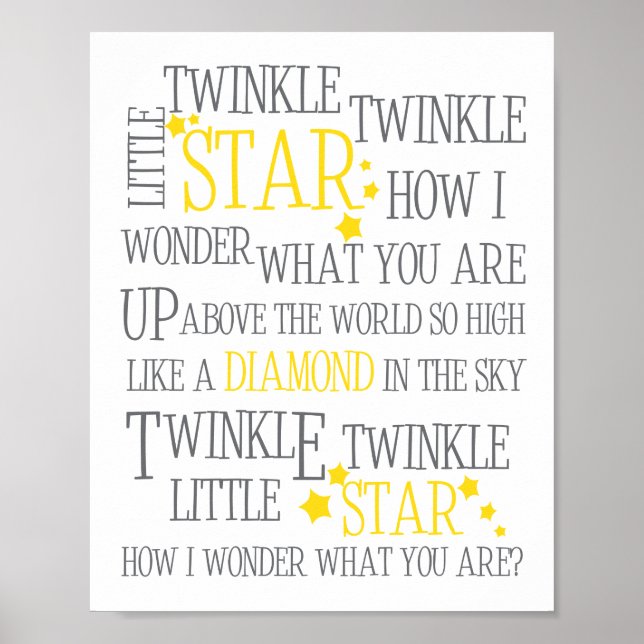 TWINKLE TWINKLE KLEINEN STAR-8X10 ART DRUCKGELB POSTER (Vorne)