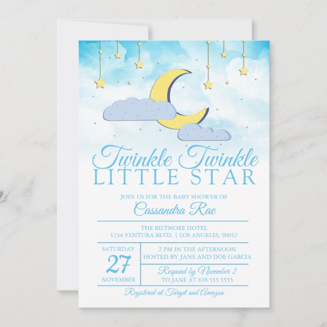 TWINKLE TWINKLE KLEINER STAR - BABY SHOWER EINLADUNG (Vorderseite)