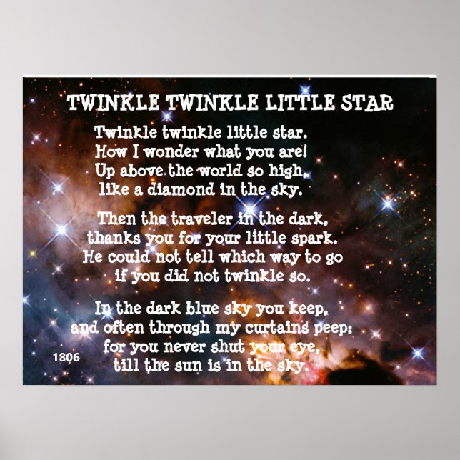 TWINKLE TWINKLE KLEINES STAR Gedicht Poster (Vorne)