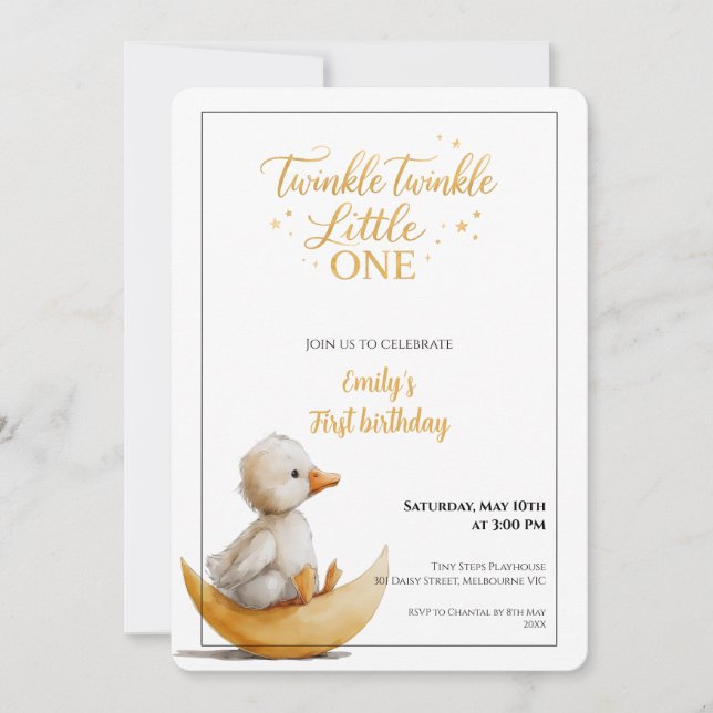 Twinkle Twinkle Little One First Birthday  Einladung (Vorderseite)