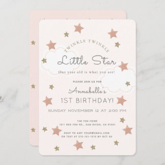 Twinkle Twinkle Little Star 1. Geburtstag Einladung