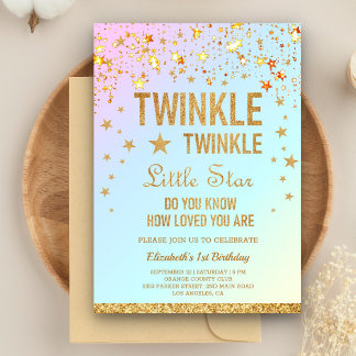 Twinkle Twinkle Little Star 1. Geburtstag Party Einladung