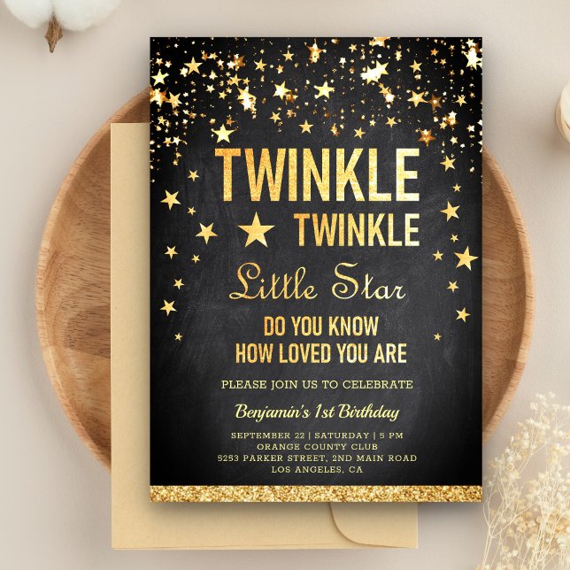 Twinkle Twinkle Little Star 1. Geburtstag Party Einladung (Von Creator hochgeladen)