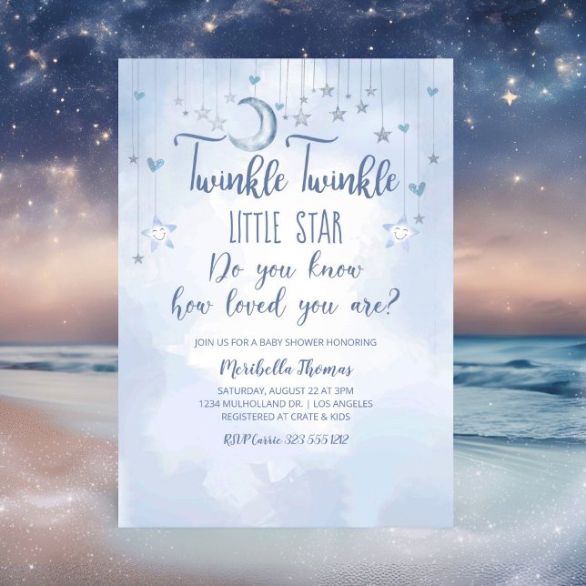 Twinkle Twinkle Little Star and Moon Baby Dusche Einladung (Von Creator hochgeladen)