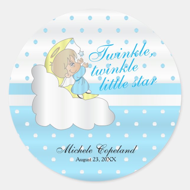 Twinkle, Twinkle Little Star - Baby Boy Runder Aufkleber (Vorderseite)