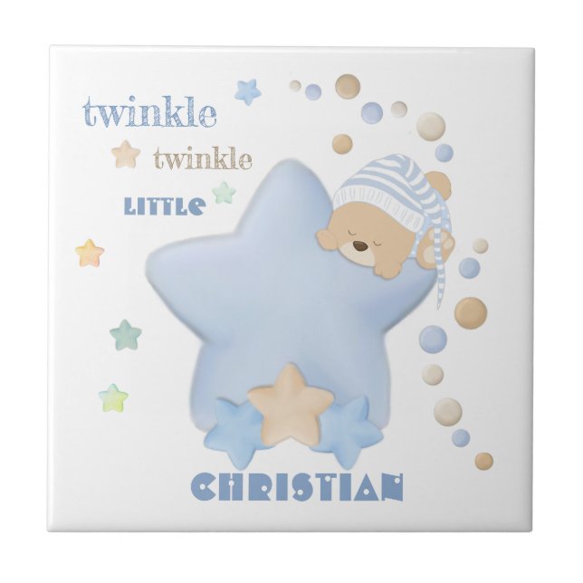 Twinkle Twinkle Little Star Baby Boy Teddy Bear Ce Fliese (Vorderseite)