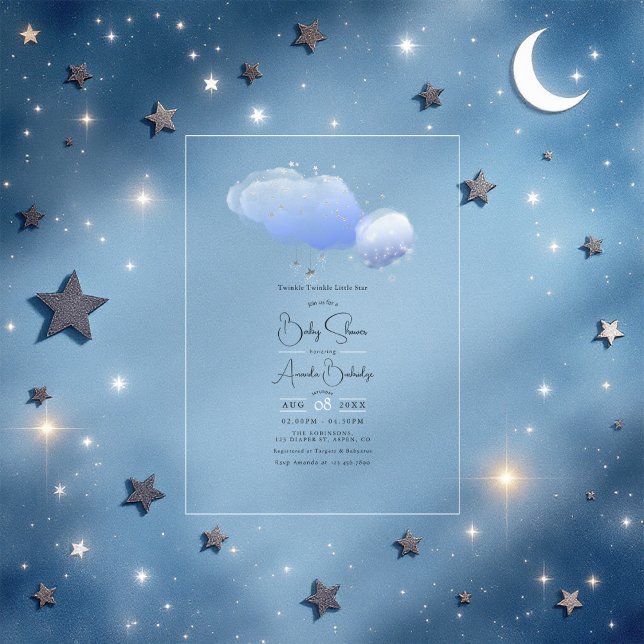 Twinkle Twinkle Little Star Baby Dusche Acryleinladungen (Twinkle Twinkle Little Star Baby Shower Acrylic Invitations)