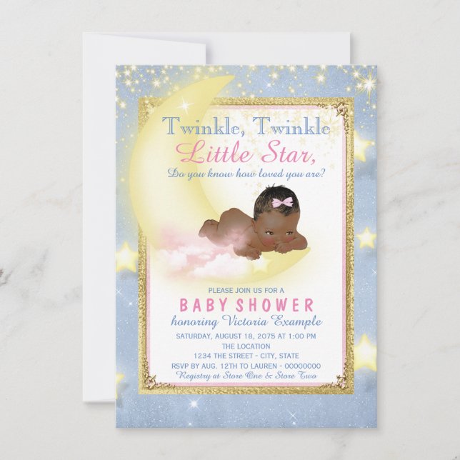 Twinkle Twinkle Little Star Baby Dusche Einladung (Vorderseite)