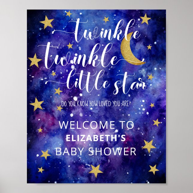 Twinkle Twinkle Little Star Baby Dusche Empfang Poster (Vorne)