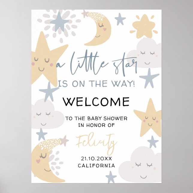Twinkle Twinkle Little Star Baby Dusche Empfang Poster (Vorne)