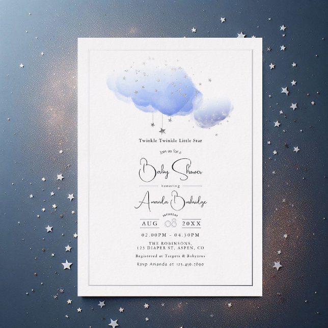 Twinkle Twinkle Little Star Baby Dusche Folieneinladung (Twinkle Twinkle Little Star Baby Shower Foil Invitation)