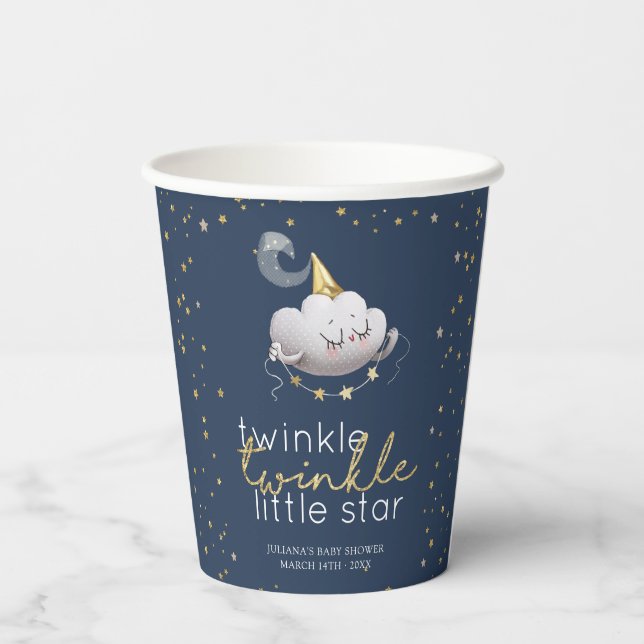 Twinkle Twinkle Little Star Baby Dusche Pappbecher (Rückseite)