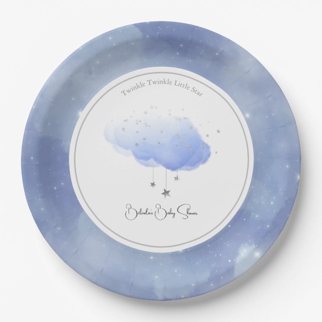 Twinkle Twinkle Little Star Baby Dusche Pappteller (Vorderseite)