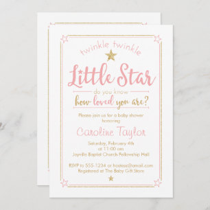 Twinkle Twinkle Little Star Baby Dusche Pink Gold Einladung