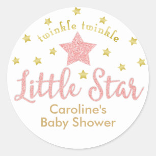 Twinkle Twinkle Little Star Baby Dusche Pink Gold Runder Aufkleber